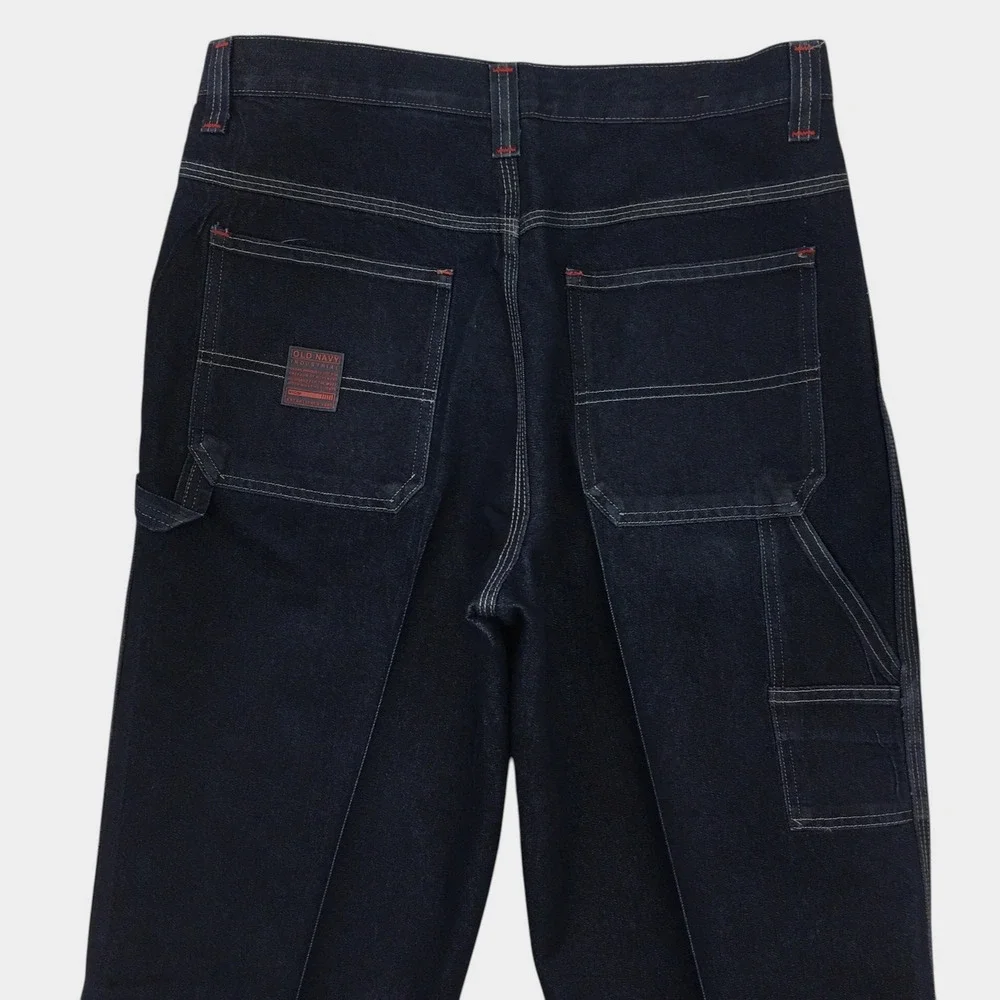 VINTAGE Old Navy Mens Y2K Painter Pants Dark Wash Indigo Carpenter Jeans 34x34